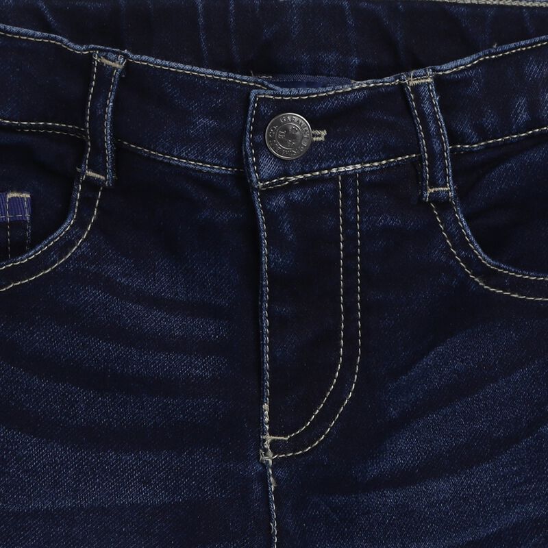 Boys Dark Blue Stretch Denim Long Trouser image number null